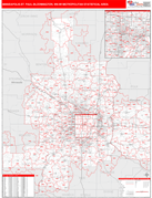 Minneapolis-St. Paul-Bloomington Metro Area Digital Map Red Line Style